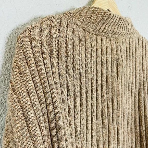 Vintage NorthCrest Tan 100% Cotton Half Button Sweater - Picture 3 of 10